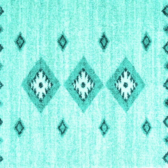 Ahgly Company Indoor Square Abstract Turquoise Blue Contemporary Area Rugs, 7' Square