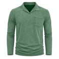 thumbnail image 7 of GrmtClth Casual Daily Wear Lapel Collar Retro Washed Polo Tops, Single Chest Pocket Long Sleeve Regular Fit Vacation Walking Shirts Green M, 7 of 7