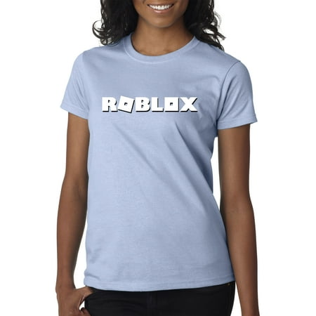 New Way 923 Womens T Shirt Roblox Logo Game Accent Large Light Blue - 