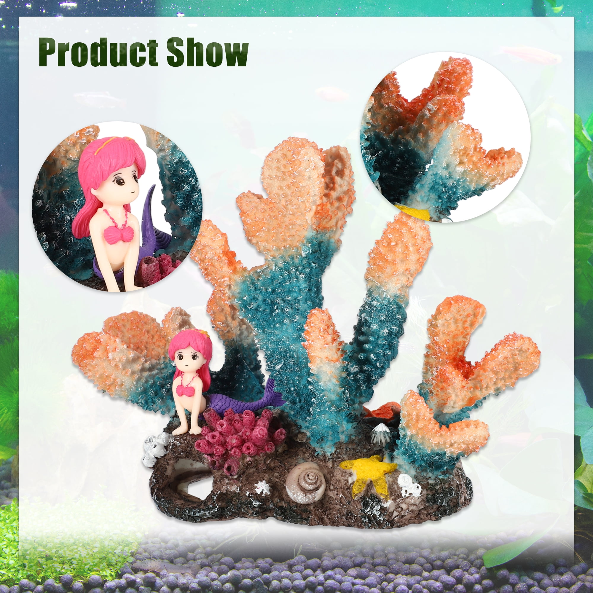 Unique Bargains Aquarium Coral Reef Decor Artificial Coral Reef Decor for Goldfish Fish Tank 8.46"x3.15"x6.10" Orange