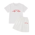 thumbnail image 3 of OSOLU Children Girls Outfits Letter Print Casual Short Sleeve Crew Neck T-Shirts and Pants with Pocket Drawstring Comfortable Loose Fit Vacation Beach Clothing Sets, 3 of 4