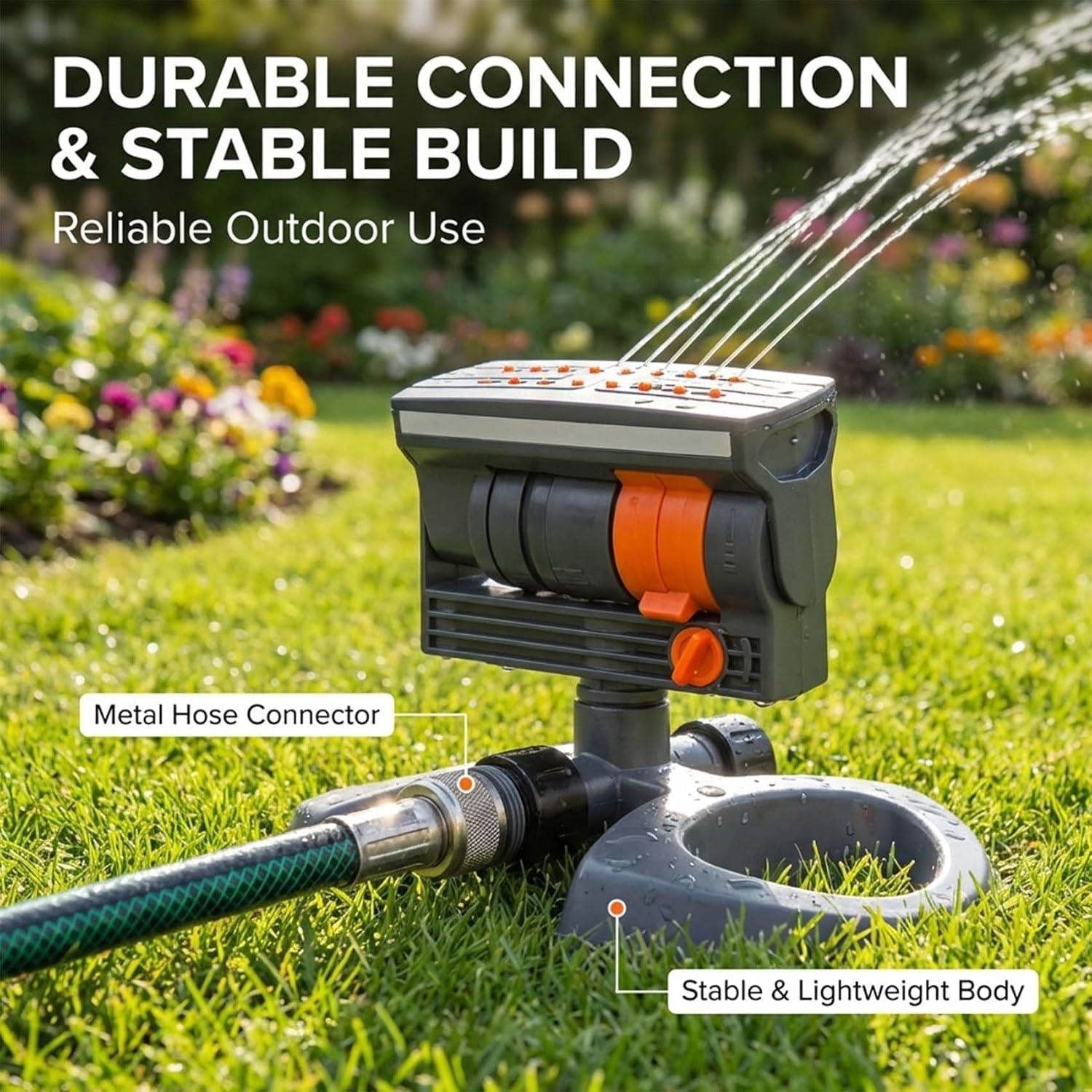 16-Nozzle Oscillating Sprinkler with Dual-Zone Sprinkler Water Timer, Oscillating Sprinkler with Timer, 360° Rotating Lawn sprinklers for Yard Garden,