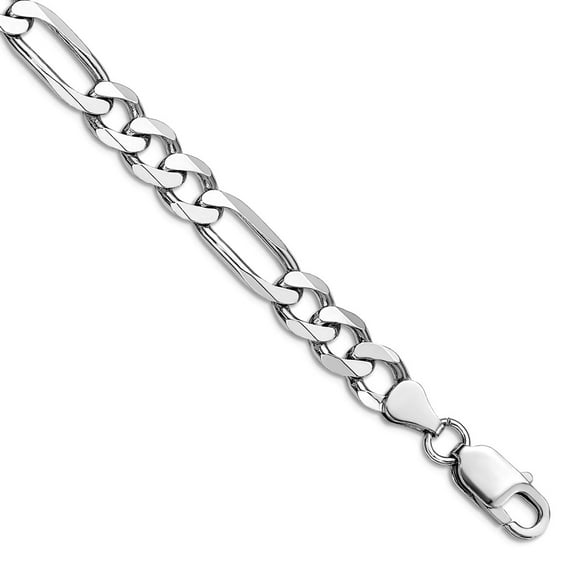 925 Sterling Silver Rhodium Plated 7.5mm Figaro Chain Ankle Bracelet 10 Inch Anklet for Women and Men