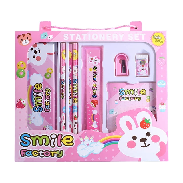 Coffret Cadeau de Rentrée Scolaire - Trousse, Crayons, Règle, Aiguiseur, Effaceur et Carnet pour Enfants, Fournitures d'Apprentissage pour Élèves du Primaire
