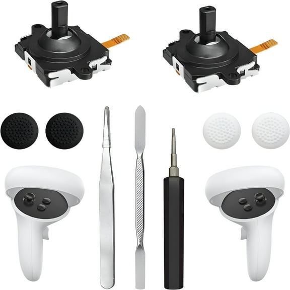 GJX 2026 New Joystick Replacement Kit for Vr Controller (11 in One),Repair Kit Accessories for Vr Controller,Include 2 Thumb Sticks,T5 Screwdriver,Tweezer,Pry Tool,4 Thumbstick Grips