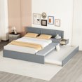 thumbnail image 2 of EUROCO Wood Full Size Storage Platform Bed with Desk and Trundle, Lift up Hydraulic with Upholstery Cushion for Kids Teens, Gray, 2 of 16