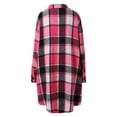 thumbnail image 4 of VXARARL Flannel Shirt for Women Lapel Button Down Long Sleeve Plaid Jacket Casual Long Fall Trench Coats with Pockets Hot Pink XL, 4 of 7