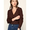 thumbnail image 5 of Made by Johnny Women's Keep It Classic V Neck Cardigan XXXL BROWN, 5 of 6