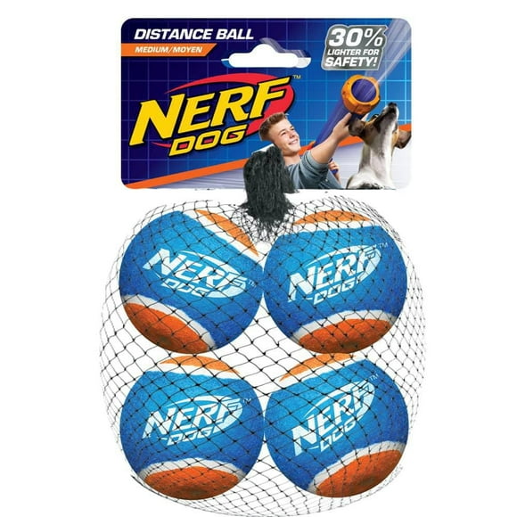 Nerf Dog Blaster Distance Tennis Balls, Blue & Orange, 2.5" 4-pack