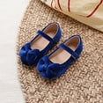 thumbnail image 3 of Dakaela Toddler Girls Dress Shoes Bowknot Suede Mary Jane Ballerina Ballet Flats Wedding Party School Uniform Slip on Loafers Blue 6, 3 of 5