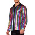 thumbnail image 4 of Camisas metálicas INSPIRE CHIC de manga larga para hombres, con botones, brillantes, para fiestas en clubes nocturnos Rainbow M, 4 of 5