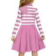 thumbnail image 3 of DISNIMO American Flag Dress Girls Long Sleeve Pink Dresses Youth Mini Dress for Girls 7-8 Dresses with Collars for Girls Dresses with Buttons 4Th of July Dress Kids Swing Dress for Children Soft, 3 of 7