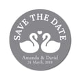thumbnail image 1 of Darling Souvenir Round 45 Pcs Loving Swans Save The Date Stickers Personalized Bride Groom Names And Date Envelope Seals - Gray, 1 of 4