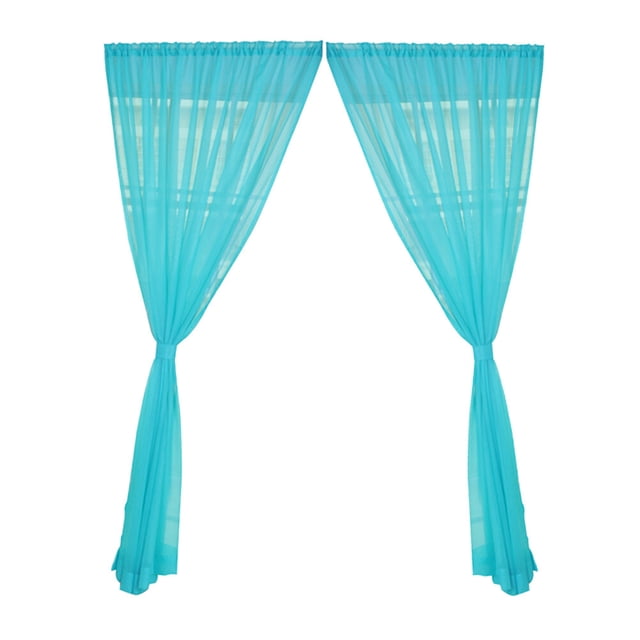 2 piezas de ventana de tul transparente Pantalla de ventana transparente Cortinas de gasa de bolsillo para dormitorio Sala de estar 100x200 cm (Azul pavo real)