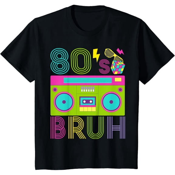 80S Boombox Retro Vintage Graphic T Shirt For Kids Teens Funny Nostalgic Birthday Gift Unisex Short Sleeve Cotton Tee
