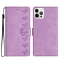 thumbnail image 1 of Wallet Case for iPhone 14 Plus, [2 Card Slots] [Kickstand] [Magnetic Clasp] Butterfly Pattern Premium PU Leather Flip Cover, Wrist Hand Strap TPU Shockproof Anti-Scratches Case, Purple, 1 of 10