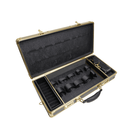 Clipper Trimmer Organizer Black/Gold Frame Barber Case with Lock (Best Hair Clippers For Black Barbers)