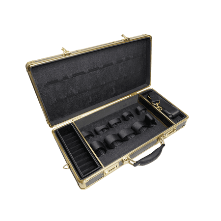 Clipper Trimmer Organizer Black/Gold Frame Barber Case with Lock