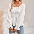 thumbnail image 4 of Blusa de manga larga con cintura fruncida, Blusa de manga larga con volantes de manga larga para mujer Innovación moderna, 4 of 8