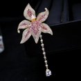 thumbnail image 2 of Broche elegante para mujer con circonitas, perlas y conchas naturales, delicadas flores y forma de pluma, 2 of 3