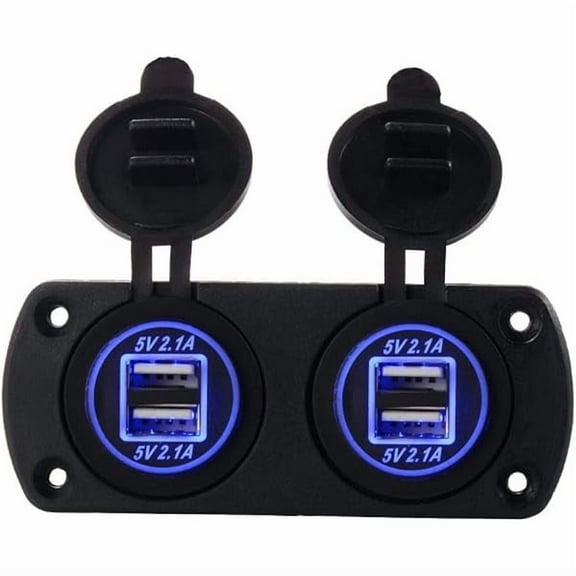 4-Port USB Charger Socket,Waterproof Dual 4.2A USB Car Charger Power Outlet Adapter Socket Fast Charging USB Port with Panel Mount for 12V/24V Car Boat Marine Motorcycle RV Truck