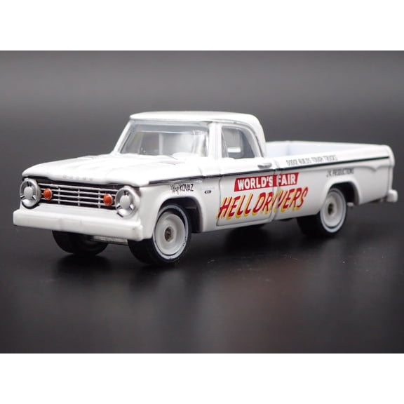 Open Box 1966 66 DODGE D100 TRUCK NY WORLD FAIR HELL DRIVERS 1/64 SCALE DIECAST MODEL CAR