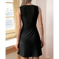 thumbnail image 5 of Women'S Twist Front V Neck Tank A Line Dress Ruffle Summer Elegant Sleeveless Club Party Tunic Bodycon Mini Sundress Black M, 5 of 7