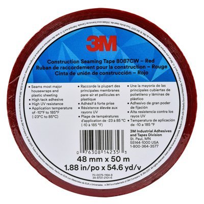 3M 8087CW Cinta para juntas de construcción roja, 48 mm x 50 m 3M Safety 8087CW-48mm