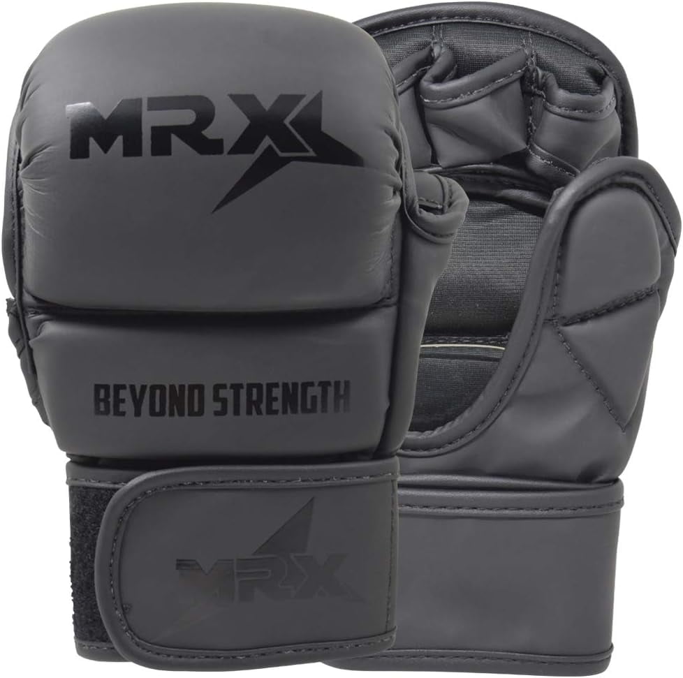 MRX MMA Grappling Gloves 7 OZ Boxing Punching Glove Mitts Black L/XL