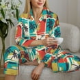 thumbnail image 6 of Hirioo Colorful Hawaii Palms for Women's Pajama Sets 2 Piece Pjs Women's Long-Sleeved Pajama Set Button Down Sleepwear,S-XXL-X-Large, 6 of 7