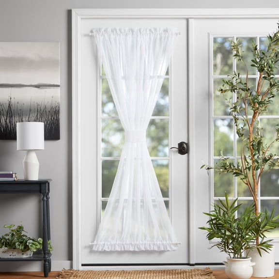 Mainstays Crushed Voile Single Door Curtain Panel, Semi-Sheer, White, 51" W x 72" L