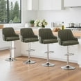 thumbnail image 2 of VECELO Set of 4 Bar Stools, Faux Leather Adjustable Swivel Counter Height Barstools with Backrest and Armrest, Dark Gray, 2 of 12