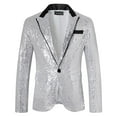 thumbnail image 2 of LIUJUNSHOP Regular Fit Men's Blazer Men's 3D Sequin Suit Jacket Printed Pocket Lapel Button Up Formal Style, 2 of 9