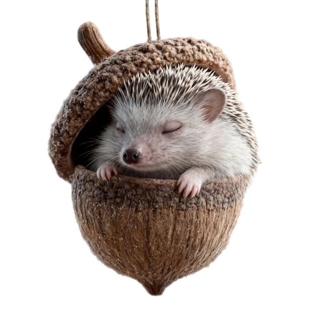 Adornos de animales del bosque con bellotas, colgantes de acrílico en 2D con forma de piña y animales para el árbol de Navidad, adornos navideños acogedores para la decoración del hogar