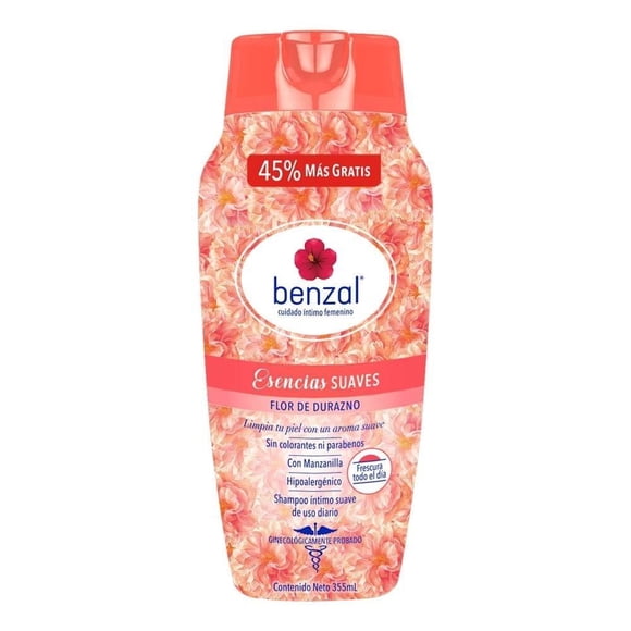 Shampoo íntimo Benzal Esencias Suaves femenino flor de durazno hipoalergénico 355 ml