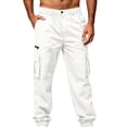 thumbnail image 5 of Cargo Sweatpants for Men with Cuffed Hem Elastic Waist with Button Trousers Loose Fit Casual Jogger Outdoor Pants, 5 of 7