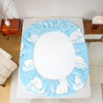 thumbnail image 4 of Manfei Cartoon Pet Fitted Sheet Queen, Cute Ocean Wave Bedding, Blue White, 3pcs, 1 Fitted Sheet and 2 Pillowcases, 4 of 6
