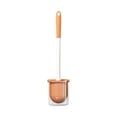 thumbnail image 3 of Long-Handled Toilet Brush with Round Head and Wall-Mount Base for Bathroom Cleaning – 17.72", Plastic, Orange, 3 of 7