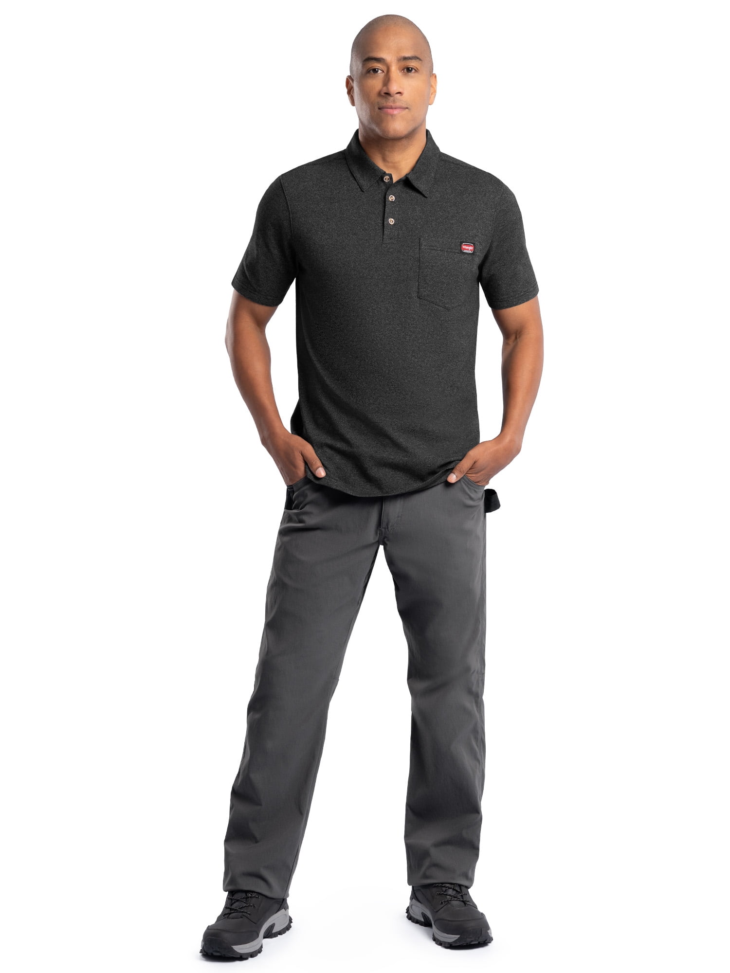 Wrangler Workwear Men's Performance Stretch Polo Short Sleeve Work Shirt, size S-3XL