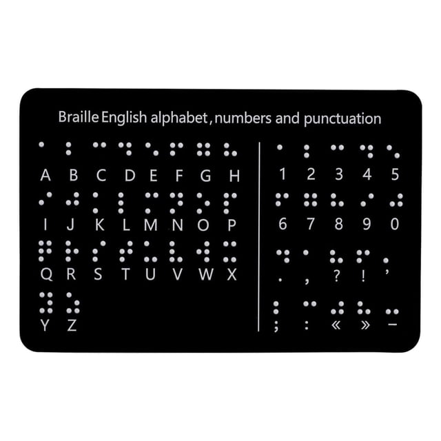 Lipstore Braille Alphabet Board Braille Learning Card for Beginners Children Students Black 1pc