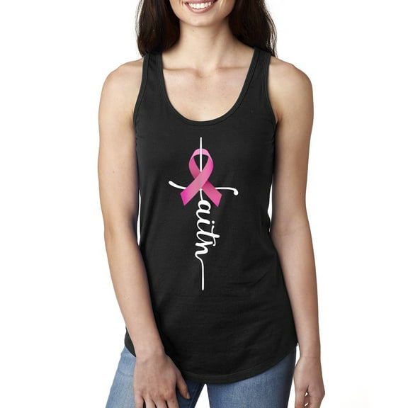 Wild Bobby Faith Breast Cancer Ribbon Breast Cancer Awareness Women Racerback Tank Top, Black, Small