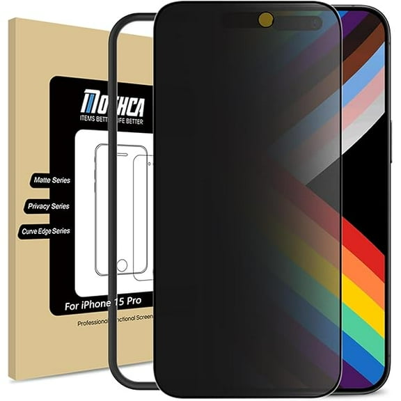 Matte Privacy Screen Protector for iPhone 15 Pro [6.1 inch] with Easy Installation Tool, Anti Spy Anti Glare Full Coverage Tempered Glass Film, Anti-Fingerprint, Case Friendly, Smooth as Silk