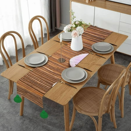 

Orchid Flower Table Runner Imitation Linen Table Runner With Green Tassels For Party And Dining Room 14 x 60