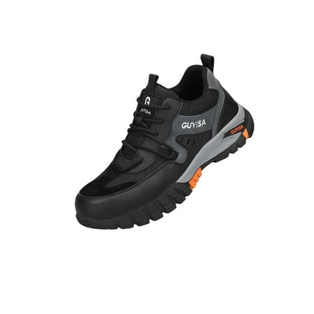 

SIMANLAN Women Safety Shoe Indestructible Work Shoes Lace Up Sneakers Unisex Puncture-proof Protection Boot Men Steel Toe Black Gray 8.5