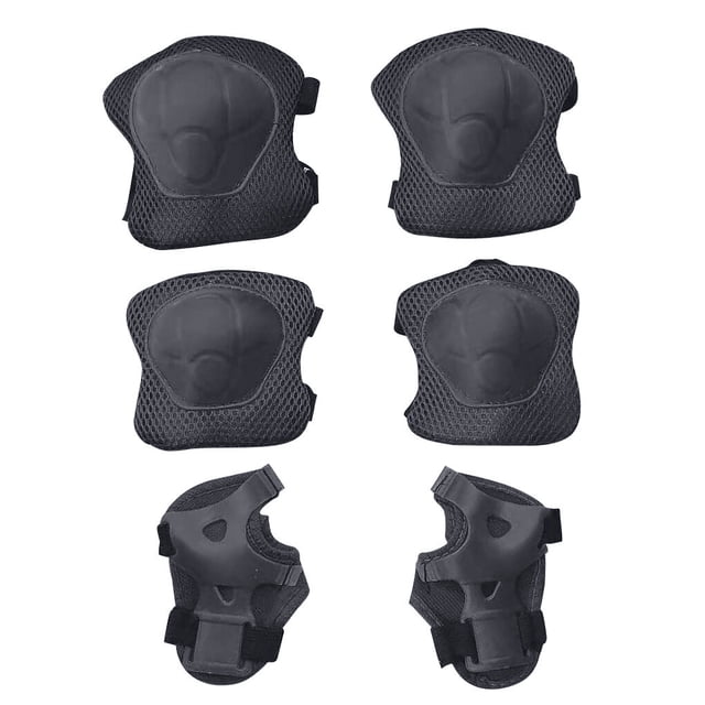 Advancent 6 unids/set de equipo de protección, rodilleras de patinaje para niños, coderas, Protector de mano para muñeca, protectores de Ropa Deportiva, Zapatos Negro