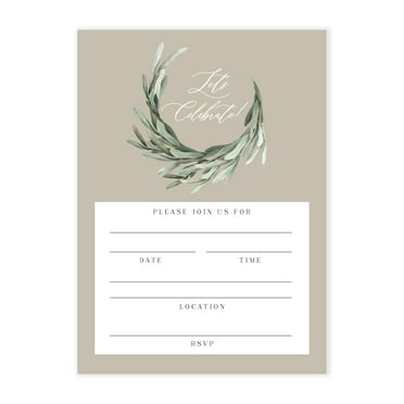 Truly Inspired Paper Co. Vintage Wreath Invitations, 25 Pack, 5x7 inch
