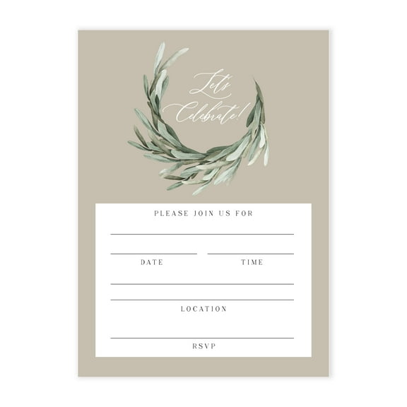 Truly Inspired Paper Co. Vintage Wreath Invitations, 25 Pack, 5x7 inch