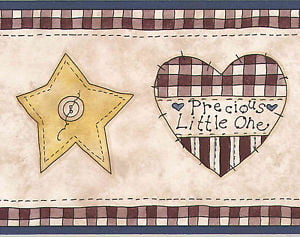 Folk Art Hearts and Stars Wallpaper Border HA61171b