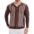 thumbnail image 1 of Camisas de polo de punto de manga larga para hombre con botones y estampado 2XL marrón, 1 of 6