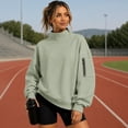thumbnail image 5 of Mock Neck Sweatshirt Women Long Sleeve Casual Lightweight Sweatshirts No Hood Fall Fashion Oversized Turtleneck Pullover,XL, 5 of 9